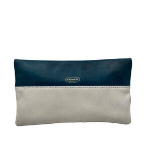 Coach Blue And White Colorblock Leather Legacy Wallet